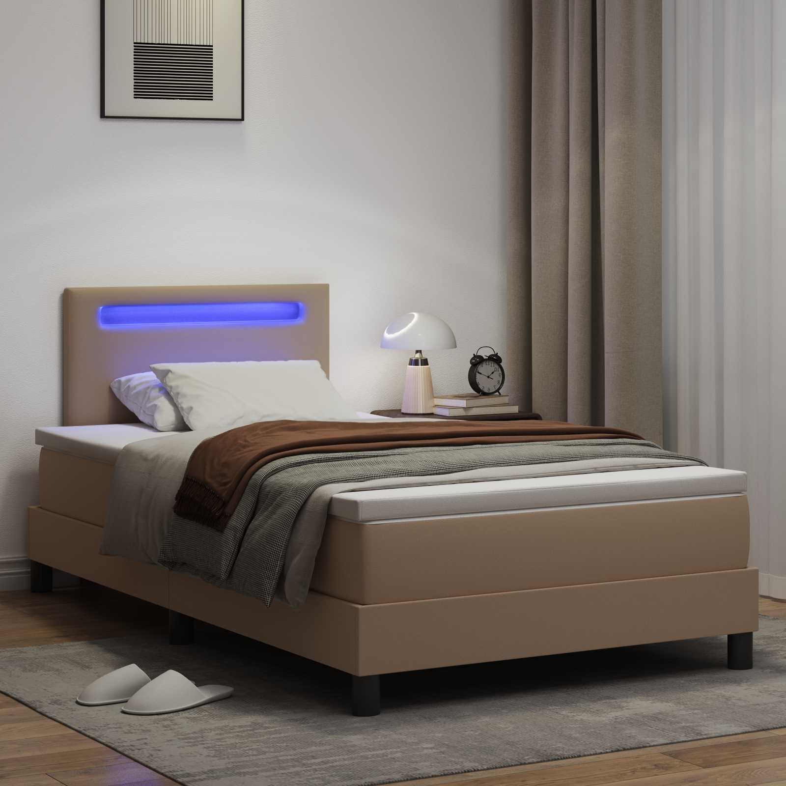 Boxspringbed met matras Cappuccino 120 x 200 cm Kunstleer is nu te koop bij PeponiXL, paradijselijk wonen!