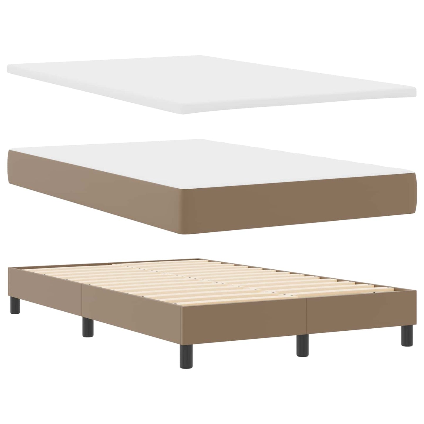 Boxspringbed met matras Cappuccino 120 x 200 cm Kunstleer is nu te koop bij PeponiXL, paradijselijk wonen!