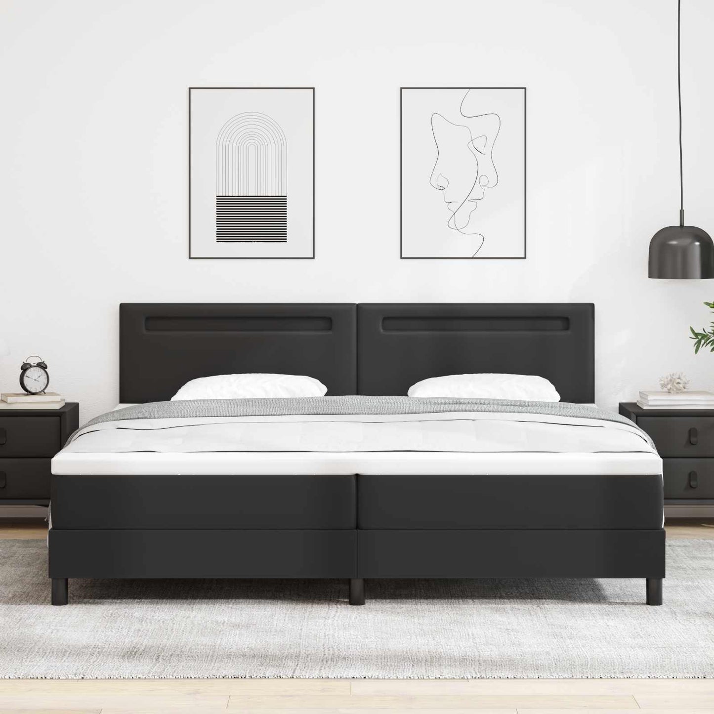 Boxspringbed met matras met LED Zwart 200 x 200 cm Kunstleer is nu te koop bij PeponiXL, paradijselijk wonen!