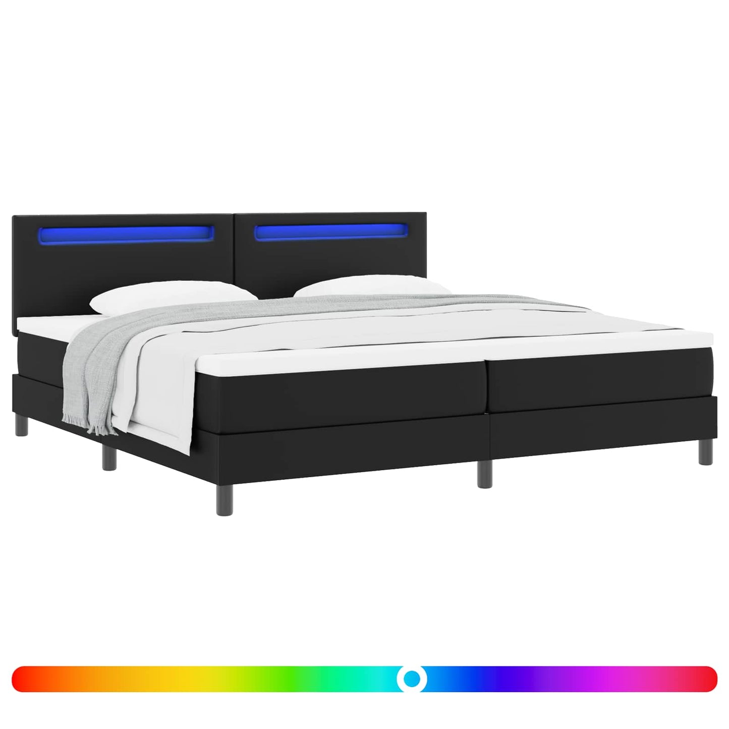 Boxspringbed met matras met LED Zwart 200 x 200 cm Kunstleer is nu te koop bij PeponiXL, paradijselijk wonen!