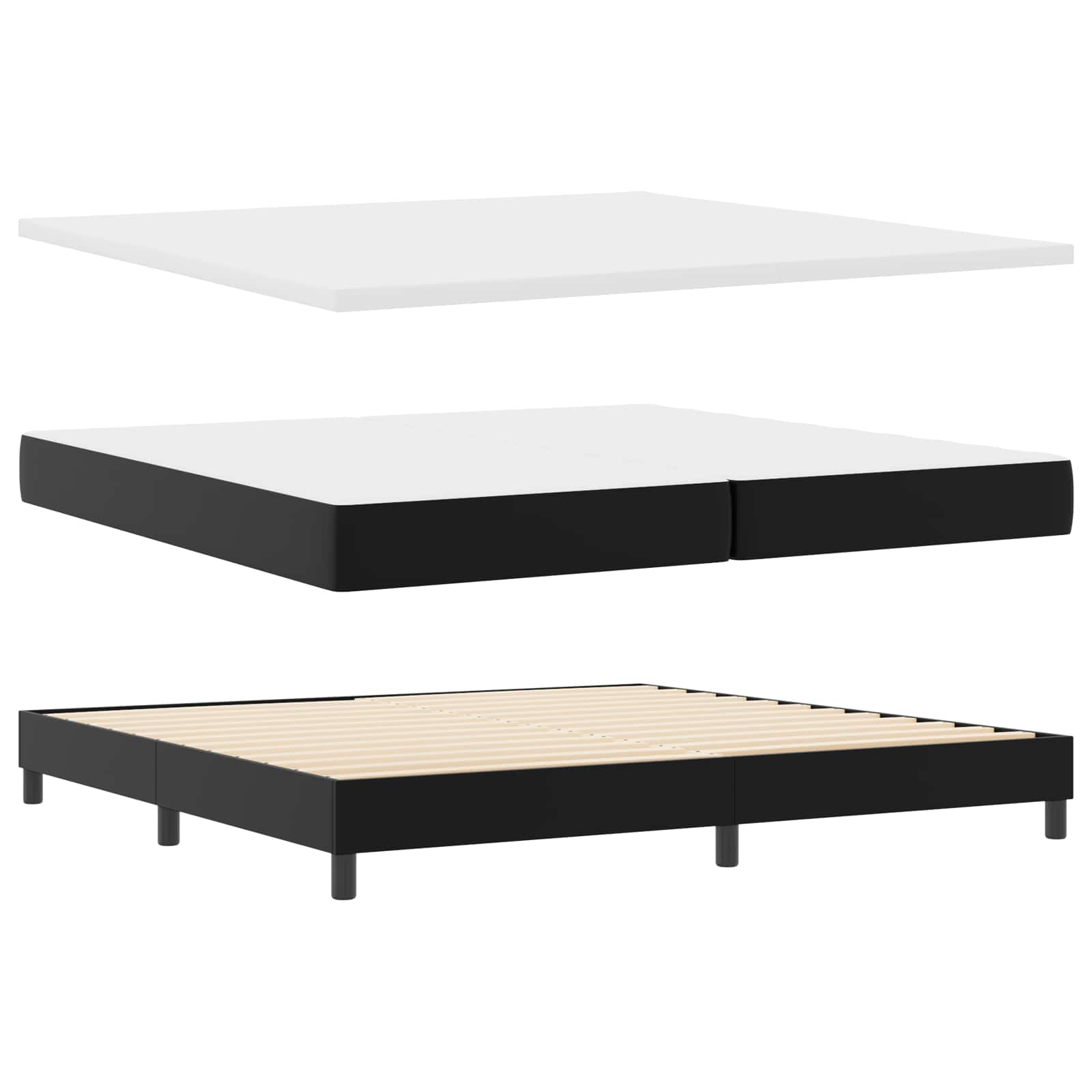 Boxspringbed met matras met LED Zwart 200 x 200 cm Kunstleer is nu te koop bij PeponiXL, paradijselijk wonen!