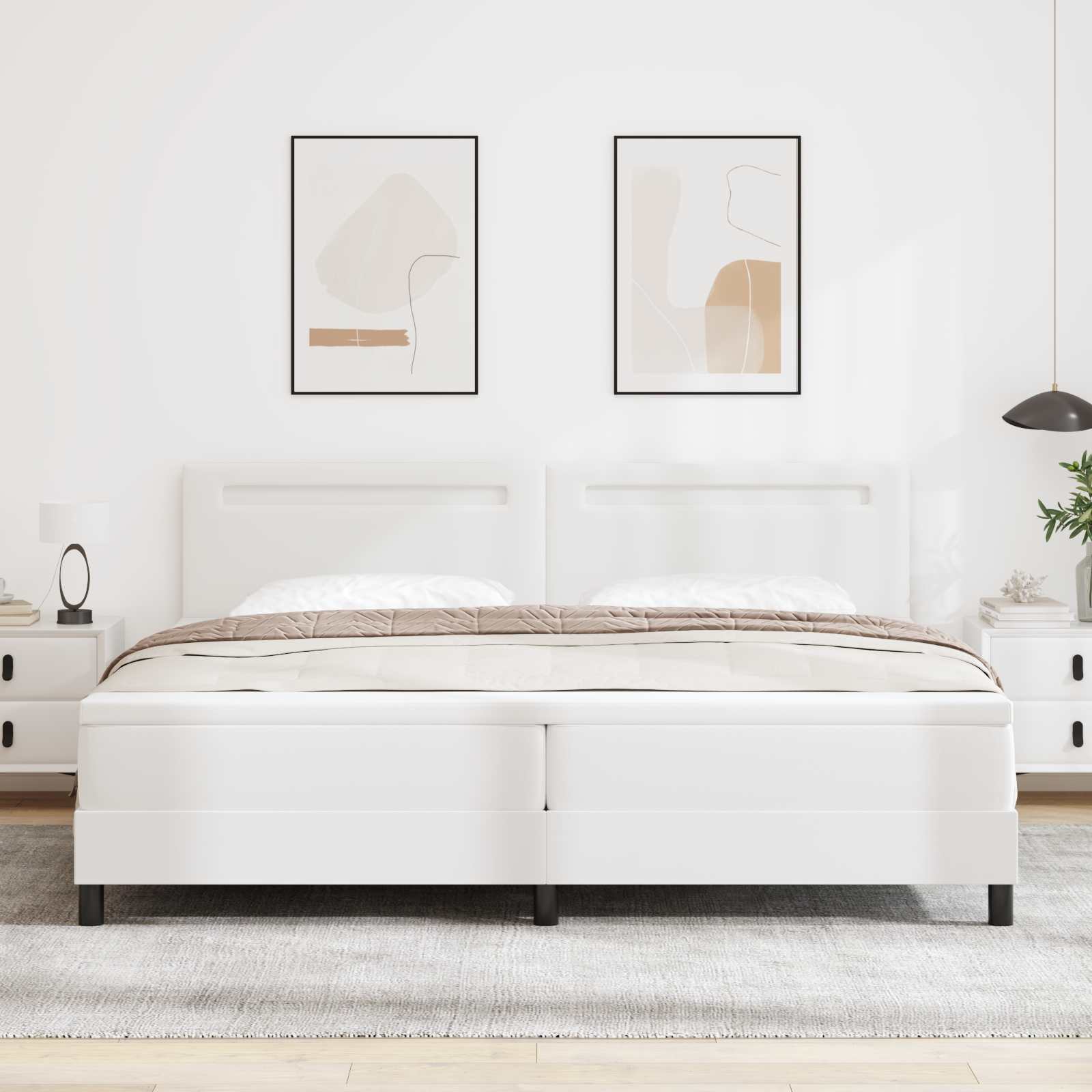 Boxspringbed met matras met LED Wit 200 x 200 cm Kunstleer is nu te koop bij PeponiXL, paradijselijk wonen!