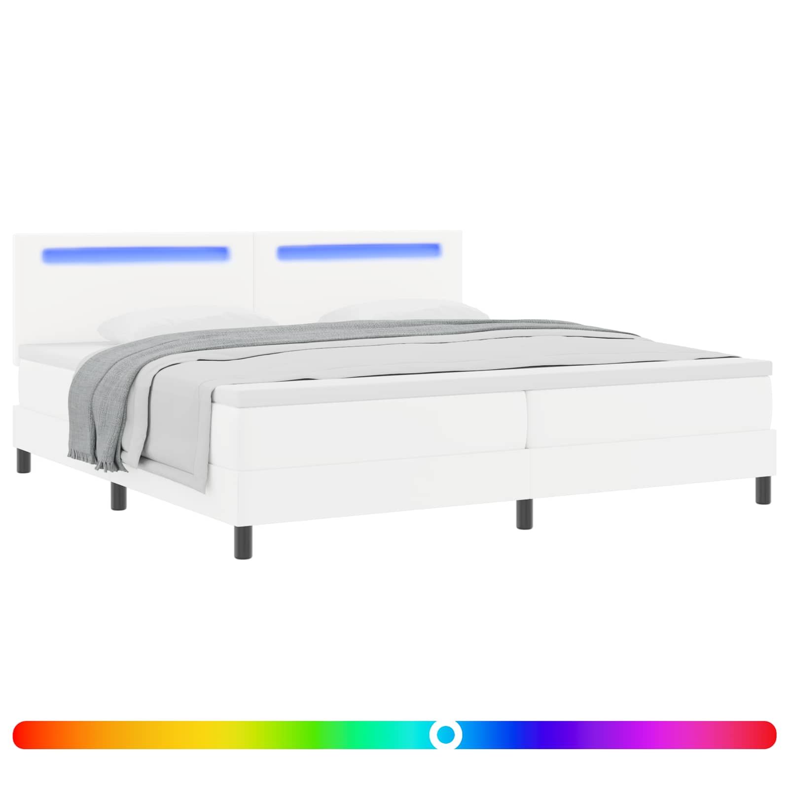 Boxspringbed met matras met LED Wit 200 x 200 cm Kunstleer is nu te koop bij PeponiXL, paradijselijk wonen!
