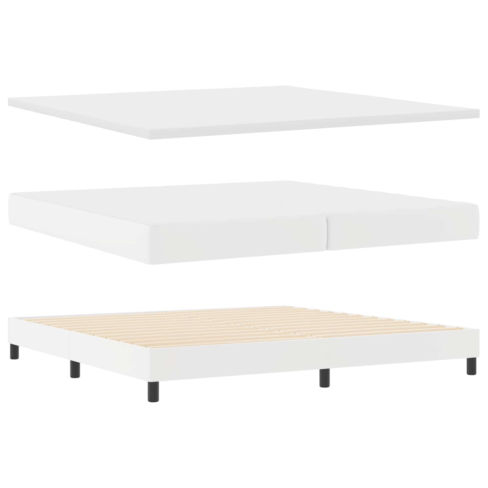 Boxspringbed met matras met LED Wit 200 x 200 cm Kunstleer is nu te koop bij PeponiXL, paradijselijk wonen!