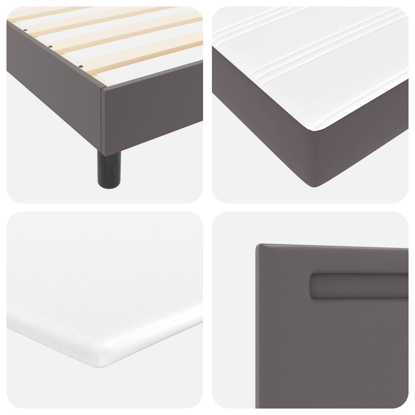 Boxspringbed met matras Grijs 200 x 200 cm Kunstleer is nu te koop bij PeponiXL, paradijselijk wonen!