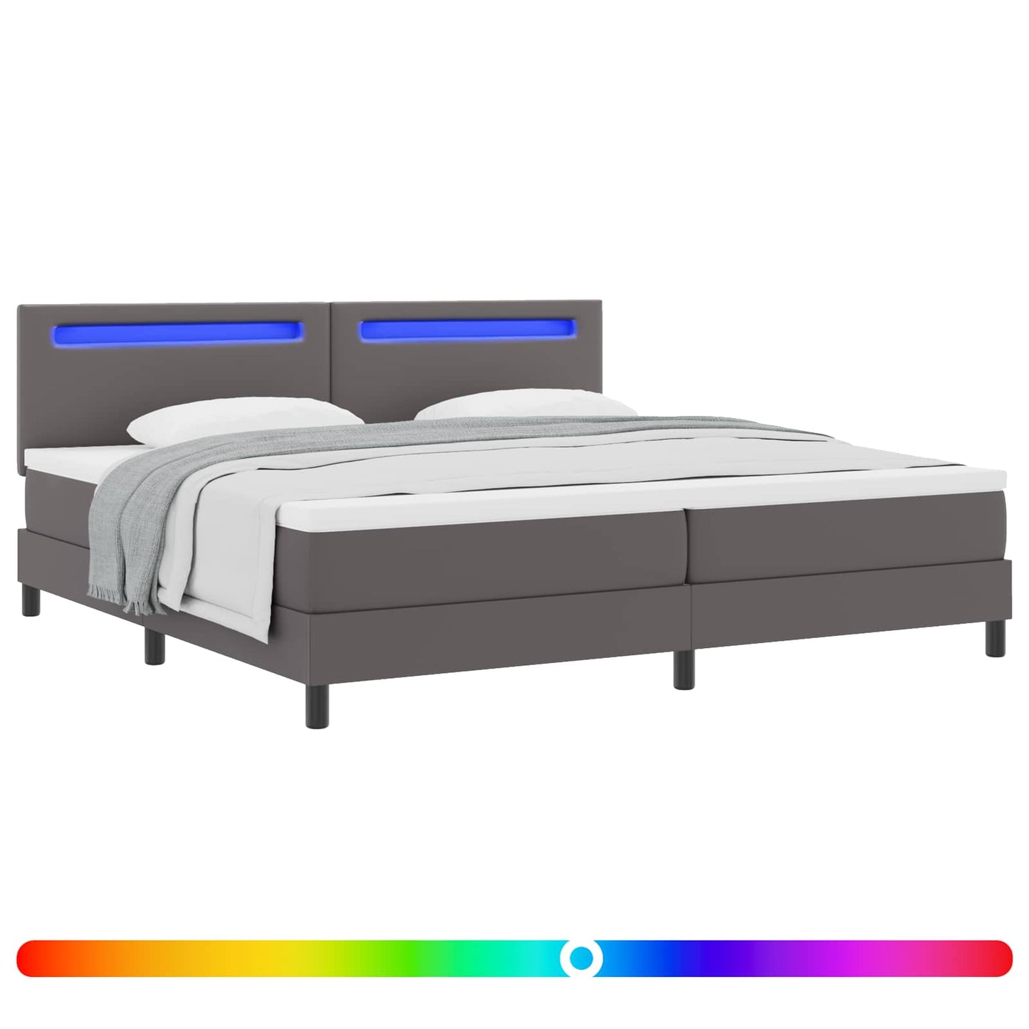 Boxspringbed met matras Grijs 200 x 200 cm Kunstleer is nu te koop bij PeponiXL, paradijselijk wonen!