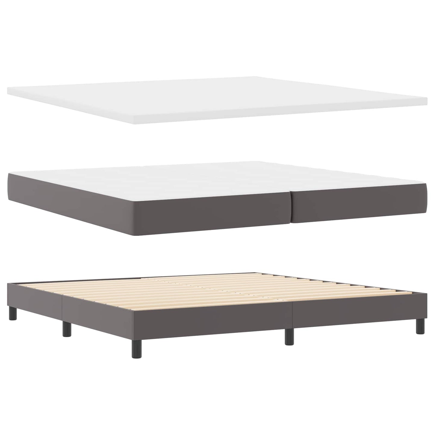 Boxspringbed met matras Grijs 200 x 200 cm Kunstleer is nu te koop bij PeponiXL, paradijselijk wonen!