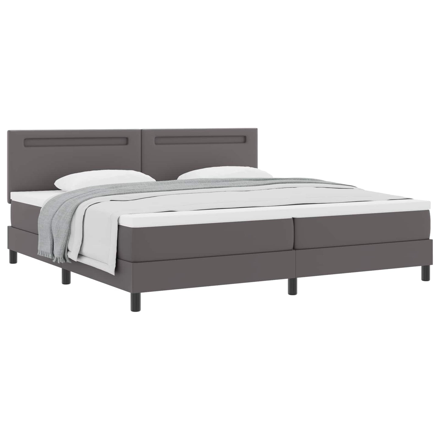 Boxspringbed met matras Grijs 200 x 200 cm Kunstleer is nu te koop bij PeponiXL, paradijselijk wonen!