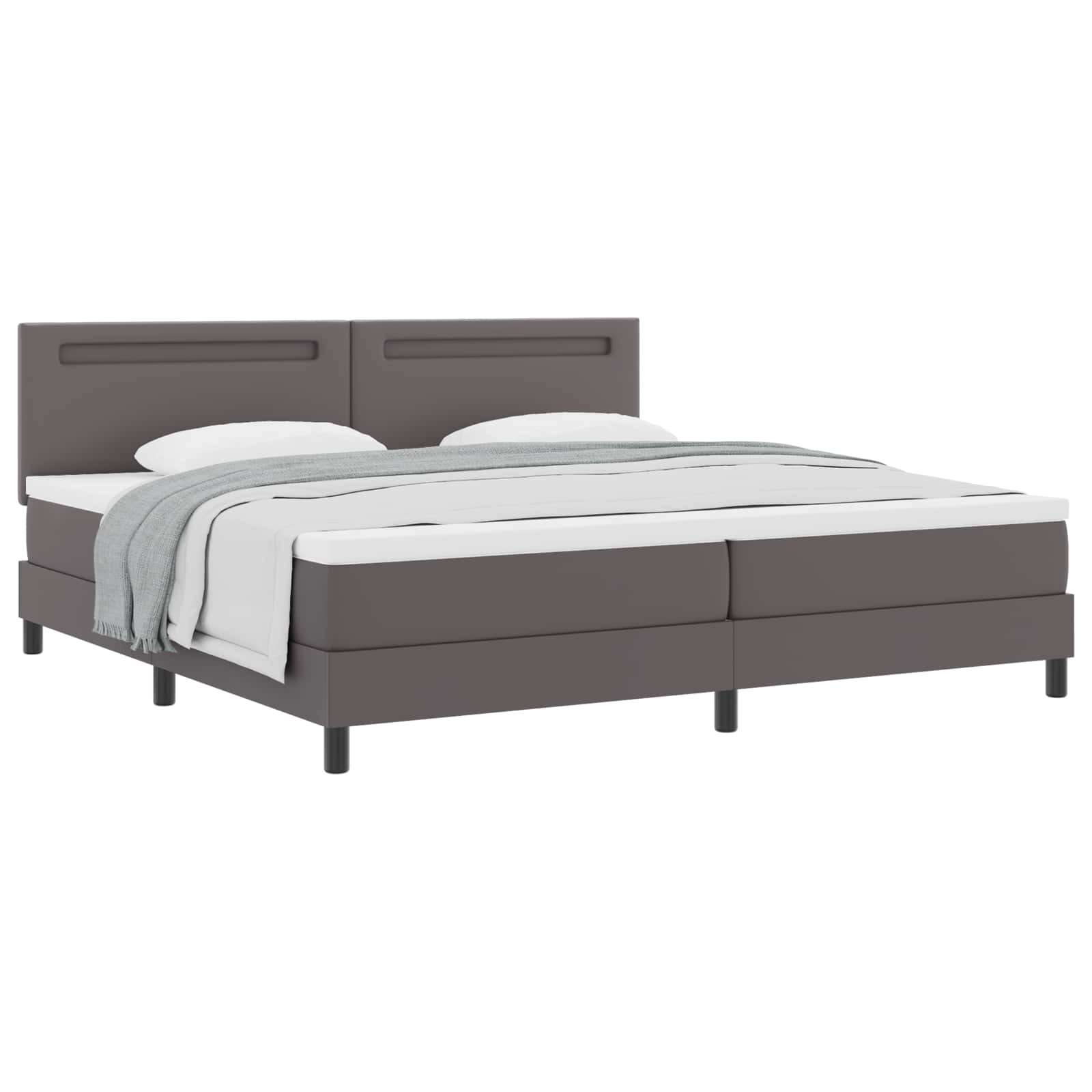 Boxspringbed met matras Grijs 200 x 200 cm Kunstleer is nu te koop bij PeponiXL, paradijselijk wonen!