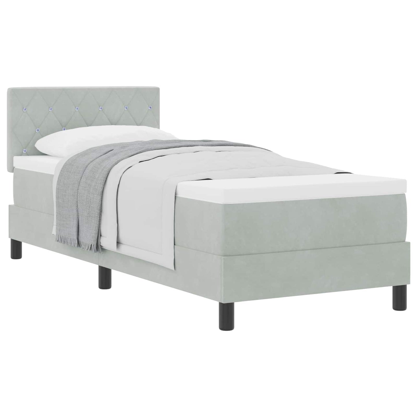 Boxspringbed met matras Lichtgrijs 80 x 200 cm Fluweel is nu te koop bij PeponiXL, paradijselijk wonen!
