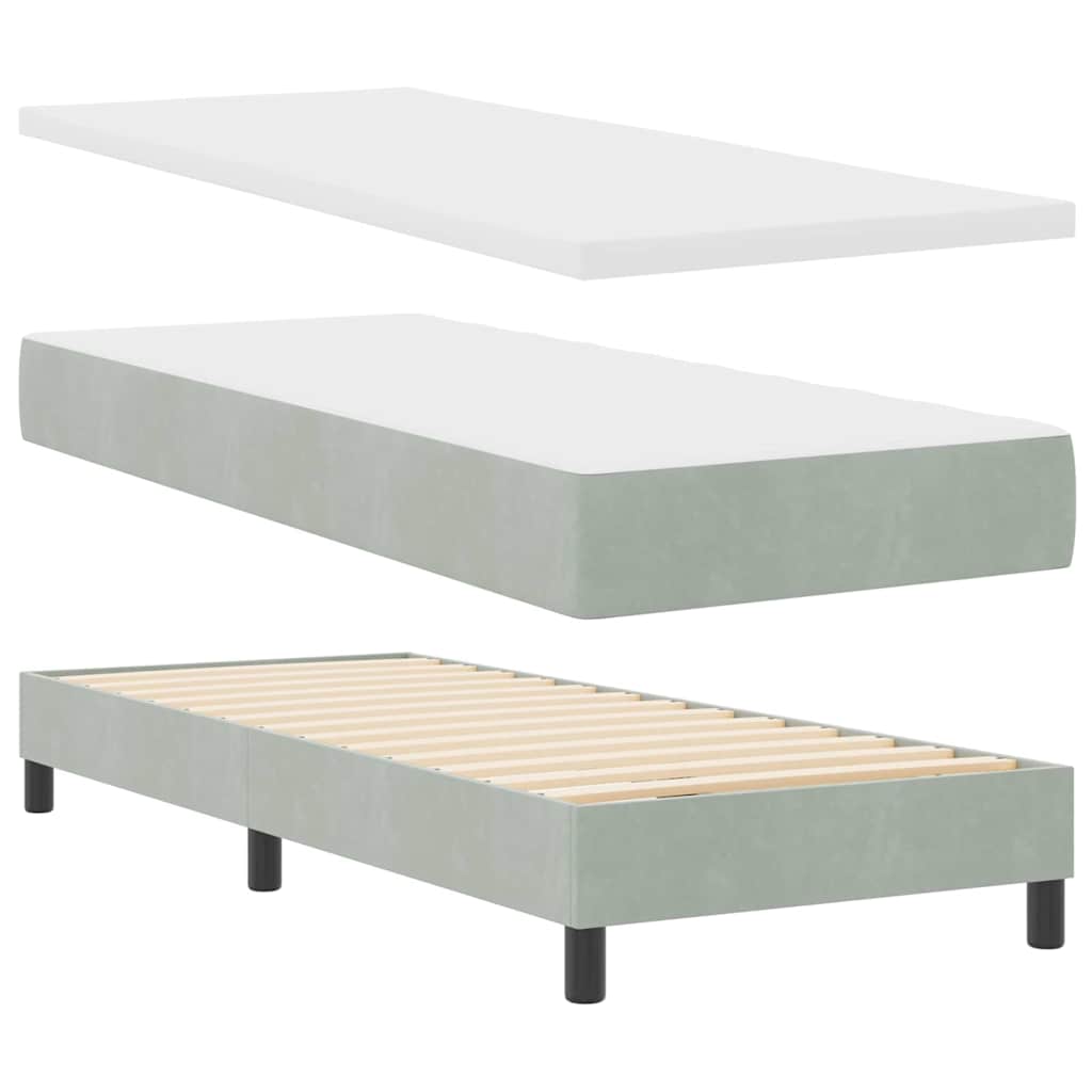 Boxspringbed met matras Lichtgrijs 80 x 200 cm Fluweel is nu te koop bij PeponiXL, paradijselijk wonen!