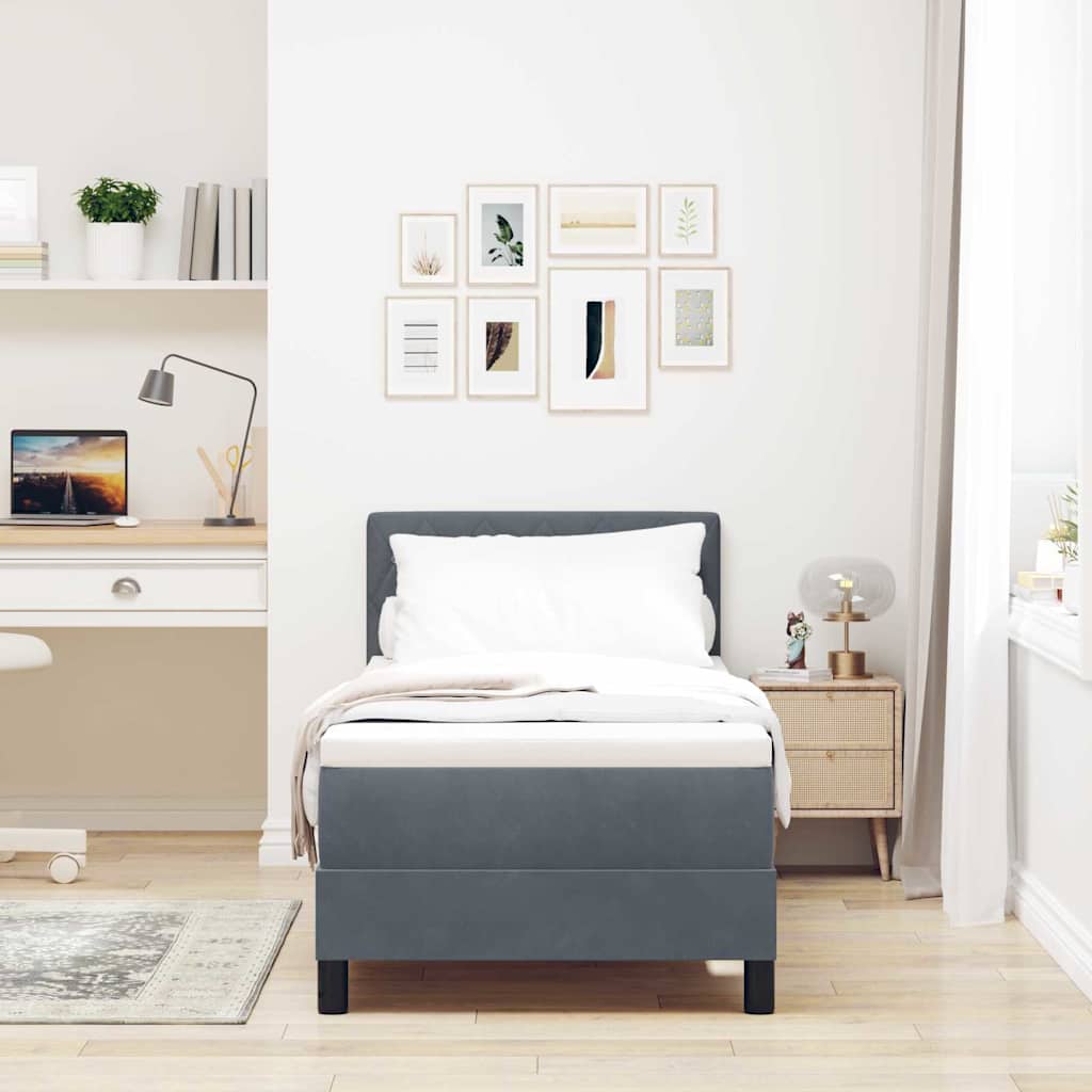 Boxspringbed met matras Donkergrijs 80 x 200 cm Fluweel is nu te koop bij PeponiXL, paradijselijk wonen!