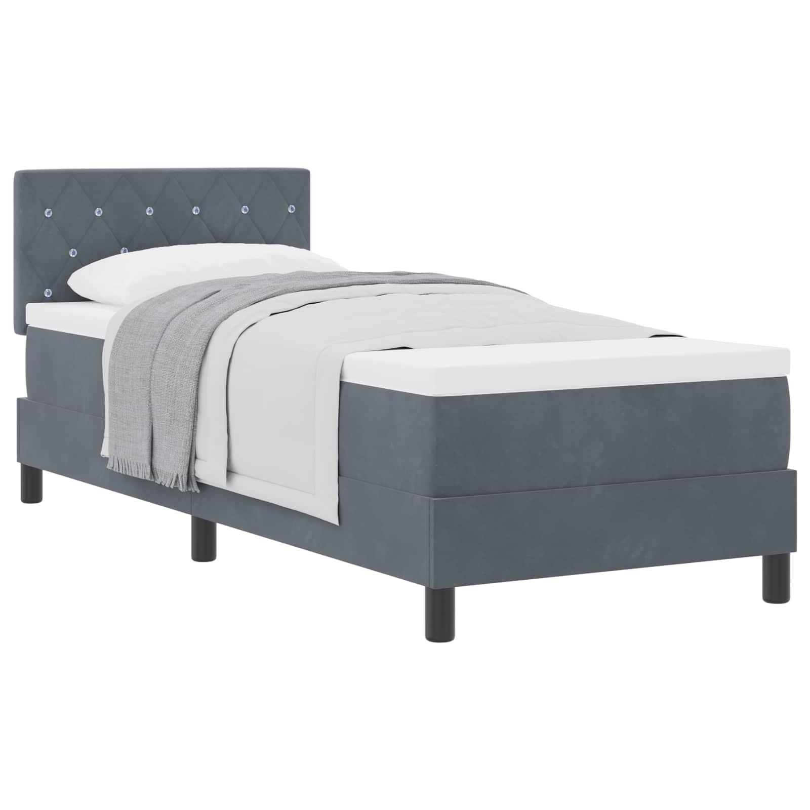 Boxspringbed met matras Donkergrijs 80 x 200 cm Fluweel is nu te koop bij PeponiXL, paradijselijk wonen!