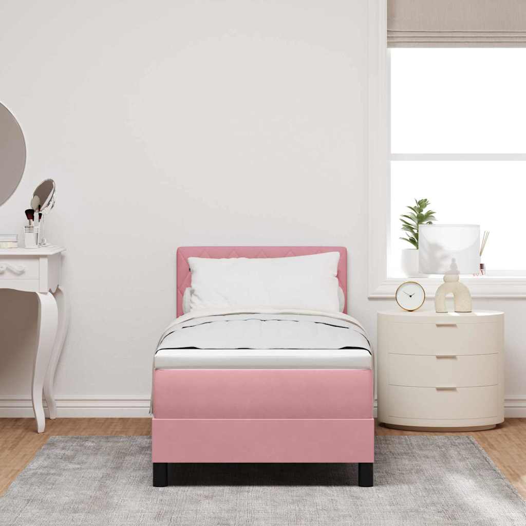 Boxspringbed met matras met hoofdeinde Roze 80 x 200 cm Fluweel is nu te koop bij PeponiXL, paradijselijk wonen!
