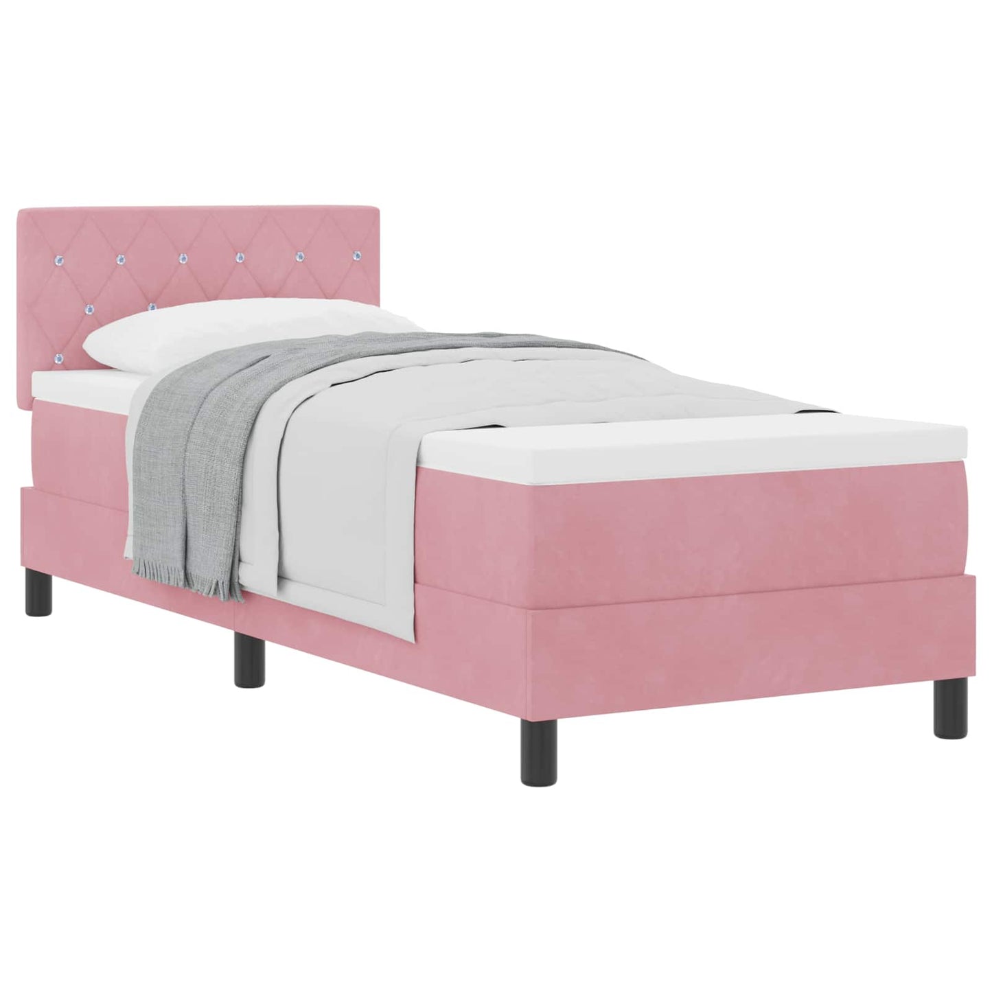 Boxspringbed met matras met hoofdeinde Roze 80 x 200 cm Fluweel is nu te koop bij PeponiXL, paradijselijk wonen!
