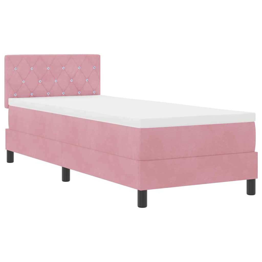 Boxspringbed met matras met hoofdeinde Roze 80 x 200 cm Fluweel is nu te koop bij PeponiXL, paradijselijk wonen!