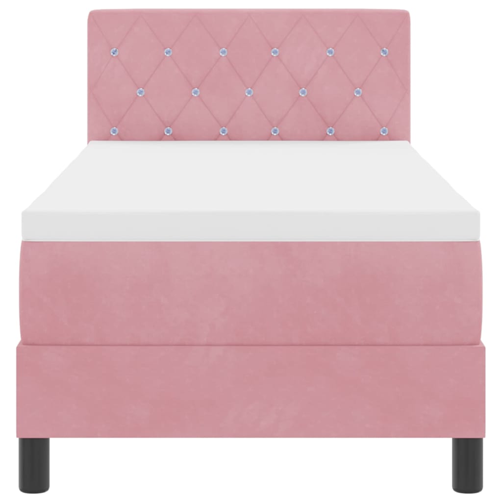 Boxspringbed met matras met hoofdeinde Roze 80 x 200 cm Fluweel is nu te koop bij PeponiXL, paradijselijk wonen!