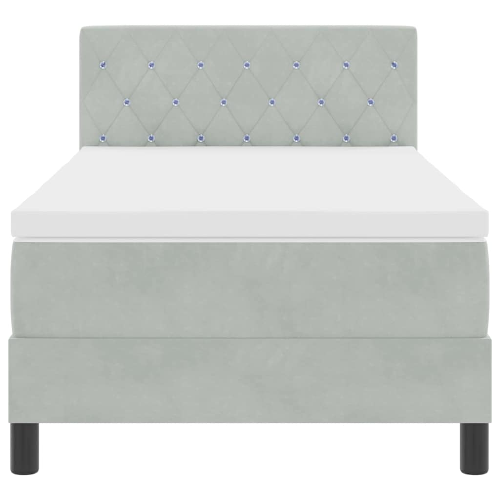 Boxspringbed met matras Lichtgrijs 90 x 190 cm Fluweel is nu te koop bij PeponiXL, paradijselijk wonen!