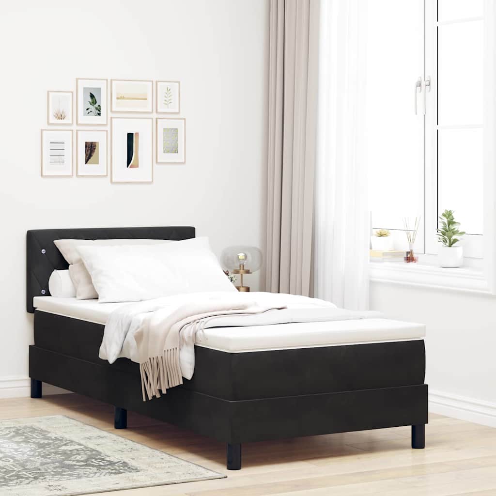 Boxspringbed met matras Zwart 90 x 190 cm Fluweel is nu te koop bij PeponiXL, paradijselijk wonen!