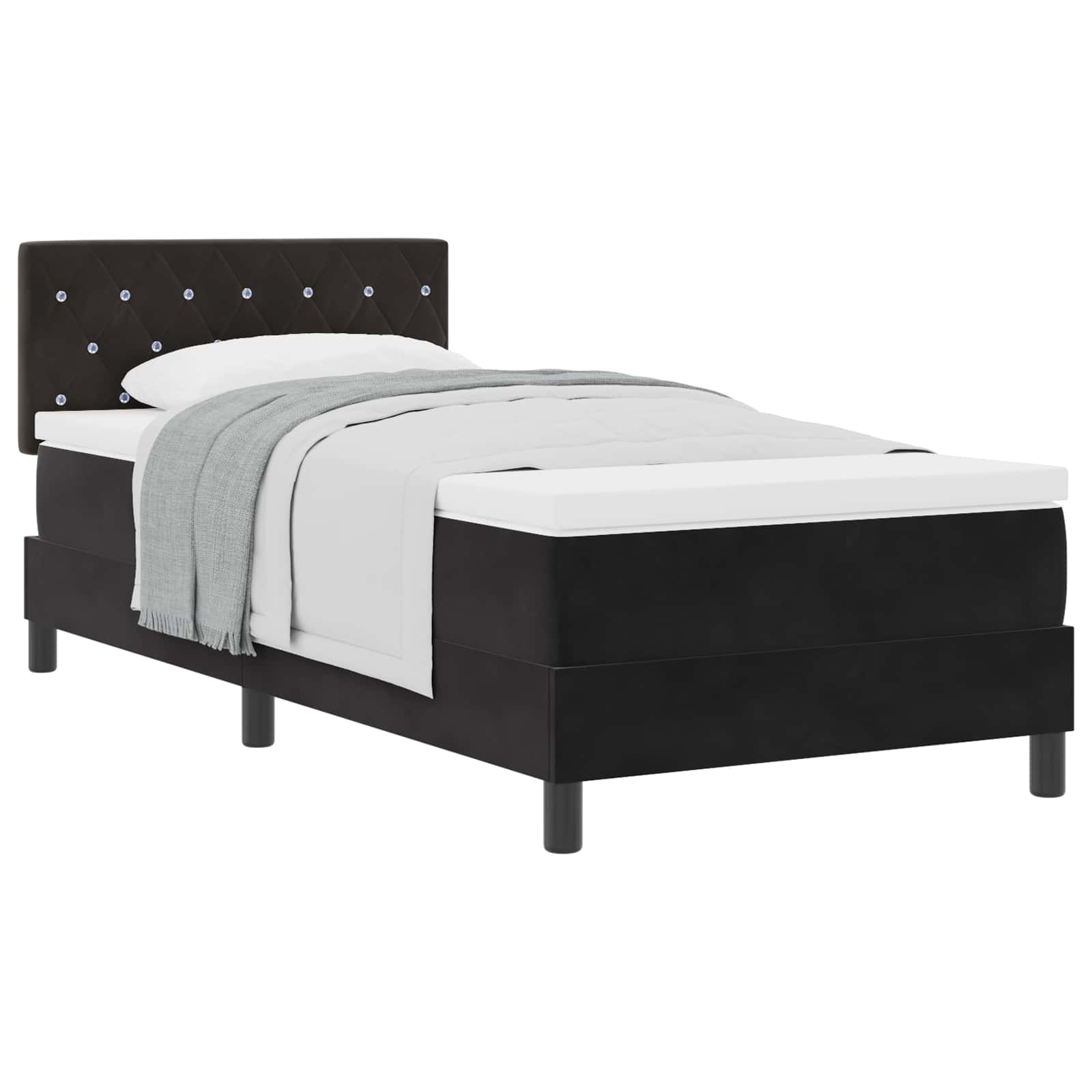 Boxspringbed met matras Zwart 90 x 190 cm Fluweel is nu te koop bij PeponiXL, paradijselijk wonen!
