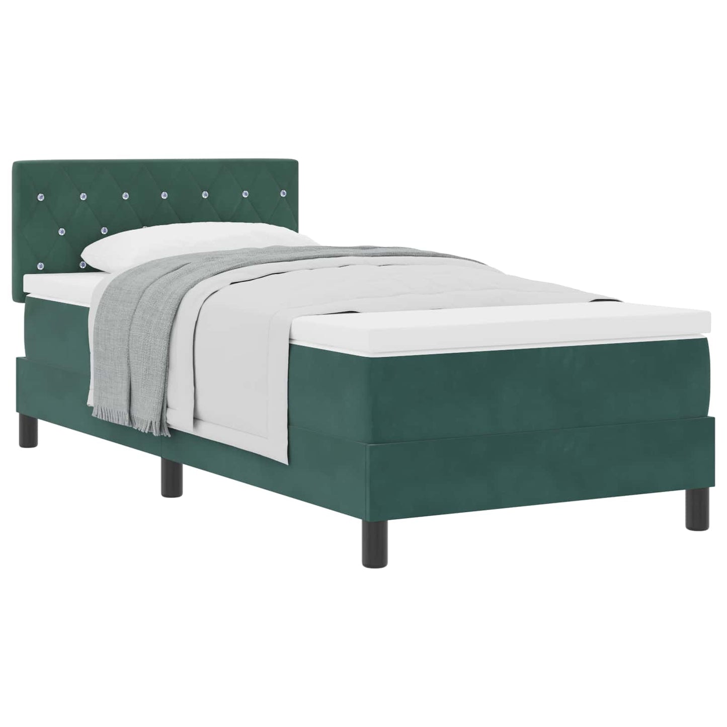Boxspringbed met matras Donkergroen 90 x 190 cm Fluweel is nu te koop bij PeponiXL, paradijselijk wonen!