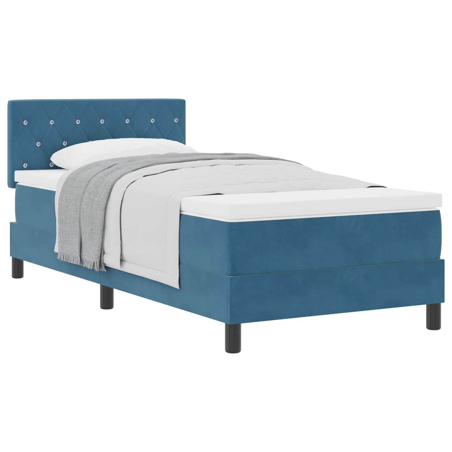 Boxspringbed met matras Donkerblauw 90 x 190 cm Fluweel is nu te koop bij PeponiXL, paradijselijk wonen!