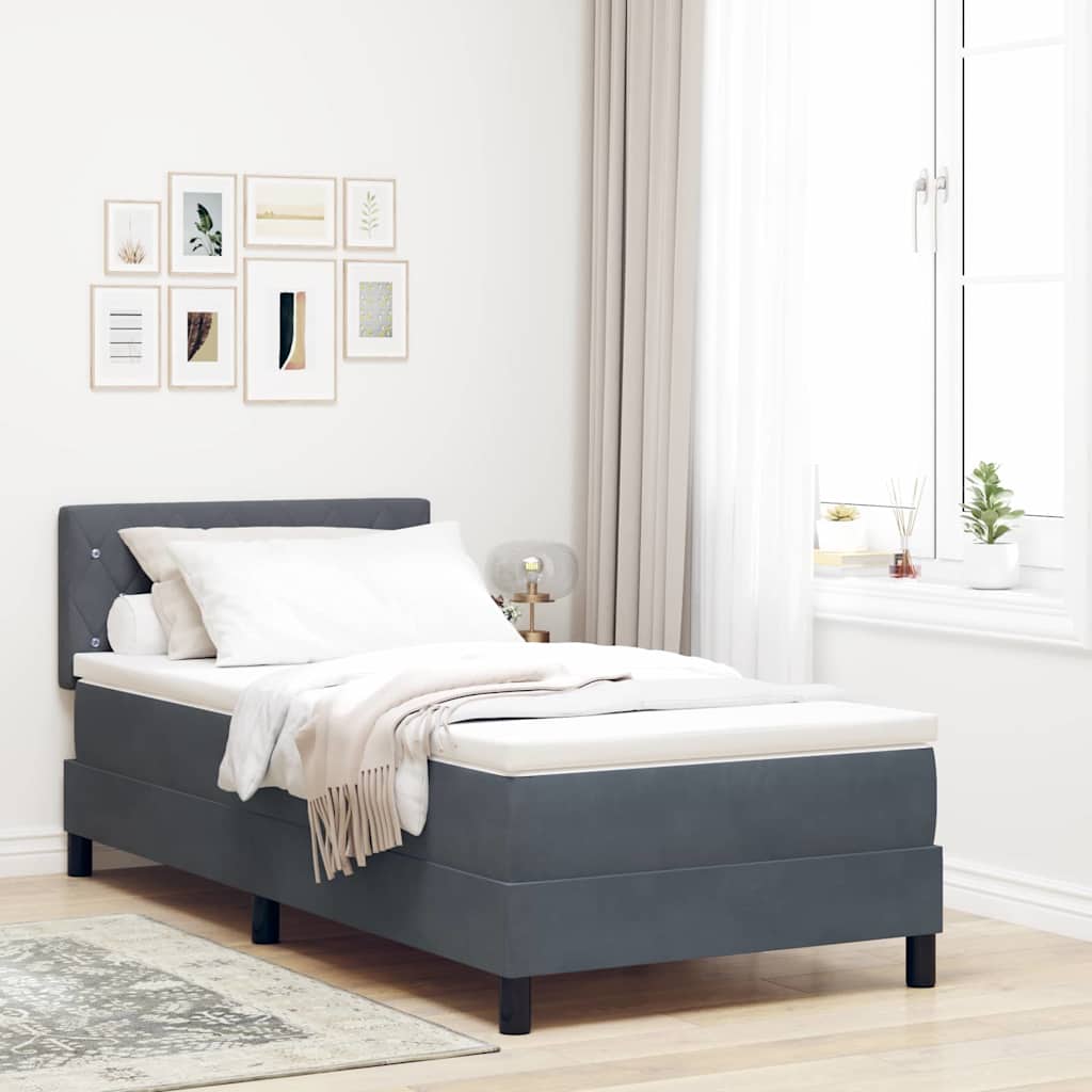 Boxspringbed met matras Donkergrijs 90 x 200 cm Fluweel is nu te koop bij PeponiXL, paradijselijk wonen!