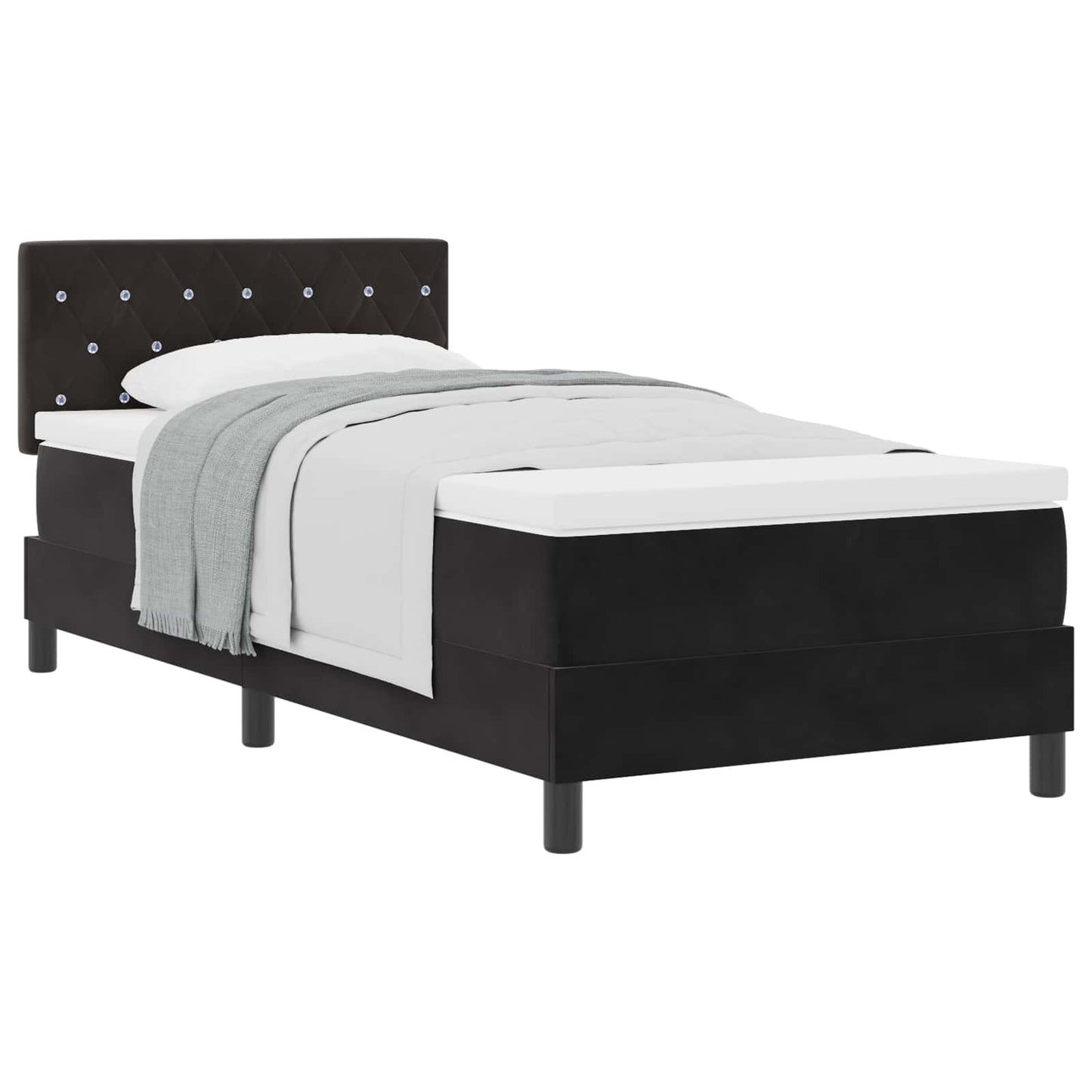 Boxspringbed met matras Zwart 90 x 200 cm Fluweel is nu te koop bij PeponiXL, paradijselijk wonen!