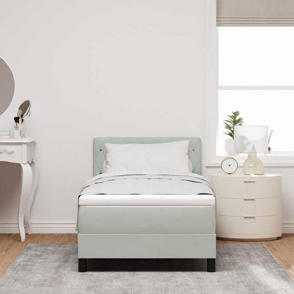 Boxspringbed met matras Lichtgrijs 100 x 200 cm Fluweel is nu te koop bij PeponiXL, paradijselijk wonen!