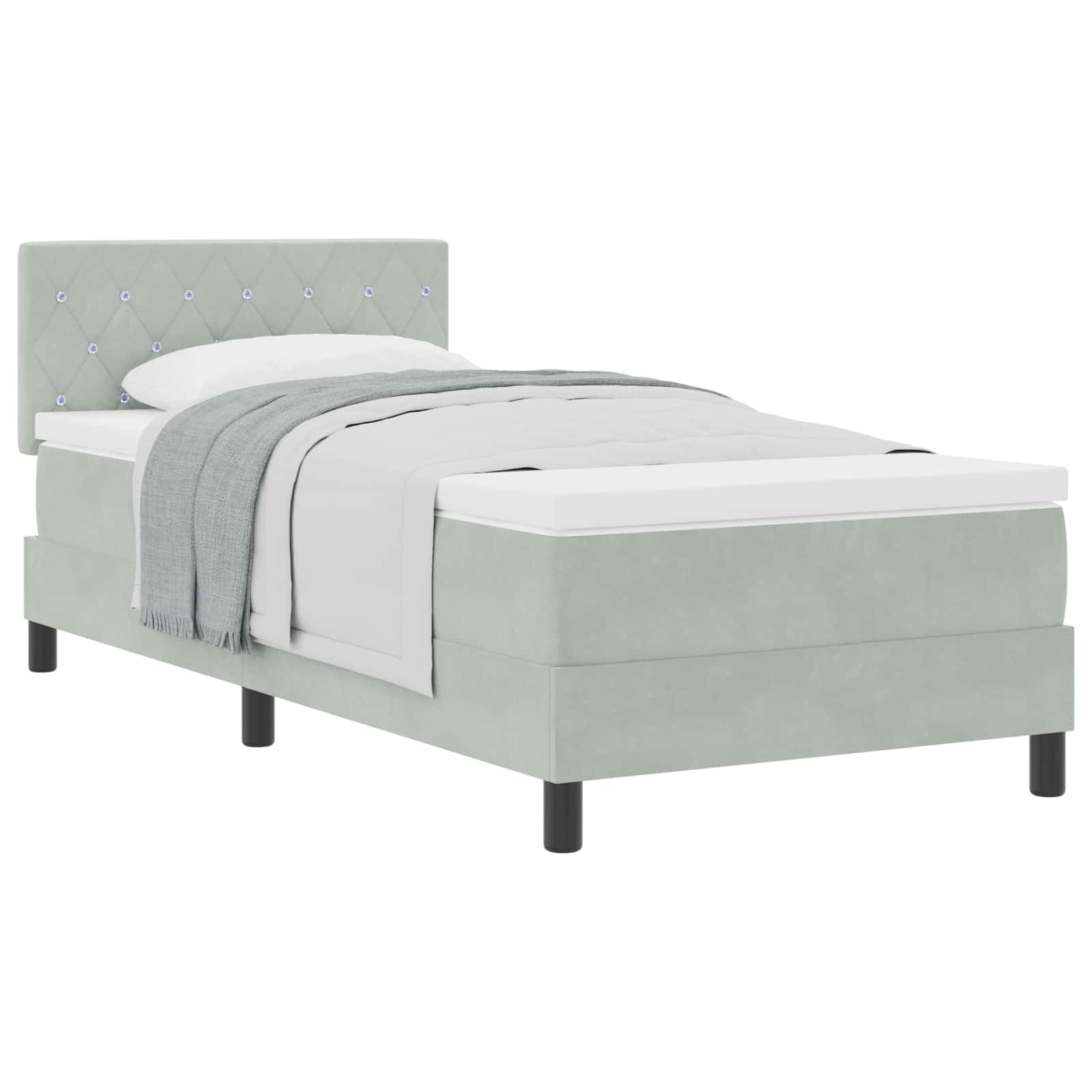 Boxspringbed met matras Lichtgrijs 100 x 200 cm Fluweel is nu te koop bij PeponiXL, paradijselijk wonen!