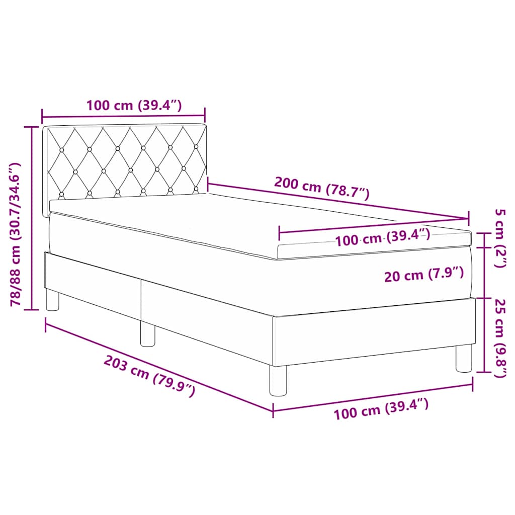 Boxspringbed met matras Lichtgrijs 100 x 200 cm Fluweel is nu te koop bij PeponiXL, paradijselijk wonen!