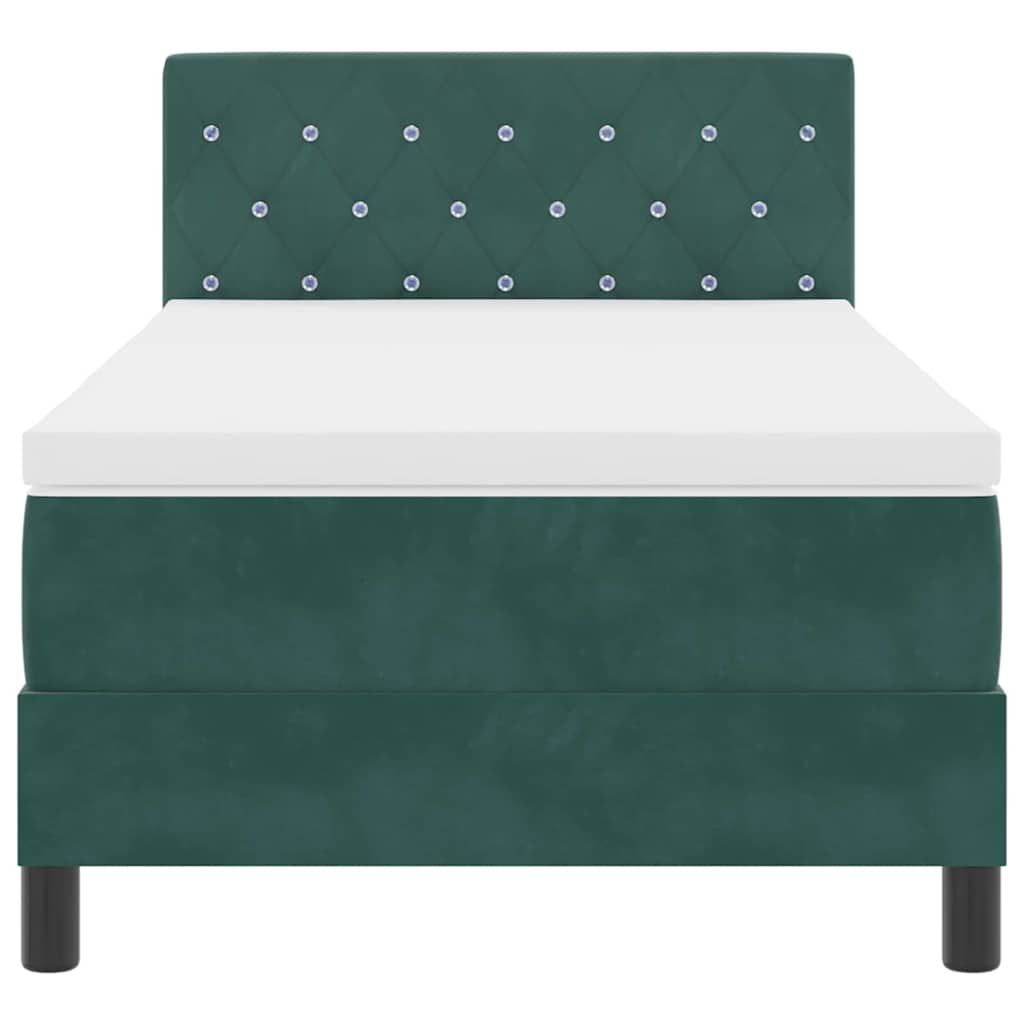 Boxspringbed met matras Donkergroen 100 x 200 cm Fluweel is nu te koop bij PeponiXL, paradijselijk wonen!