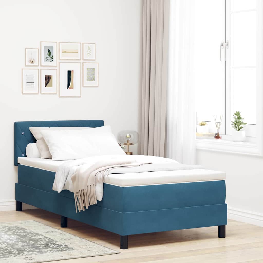 Boxspringbed met matras Donkerblauw 100 x 200 cm Fluweel is nu te koop bij PeponiXL, paradijselijk wonen!