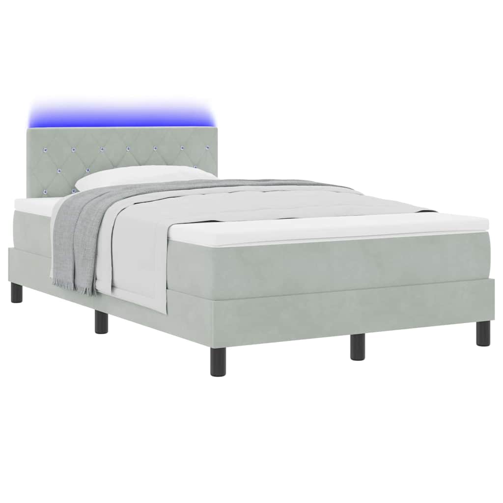 Boxspringbed met matras Lichtgrijs 120 x 190 cm Fluweel is nu te koop bij PeponiXL, paradijselijk wonen!