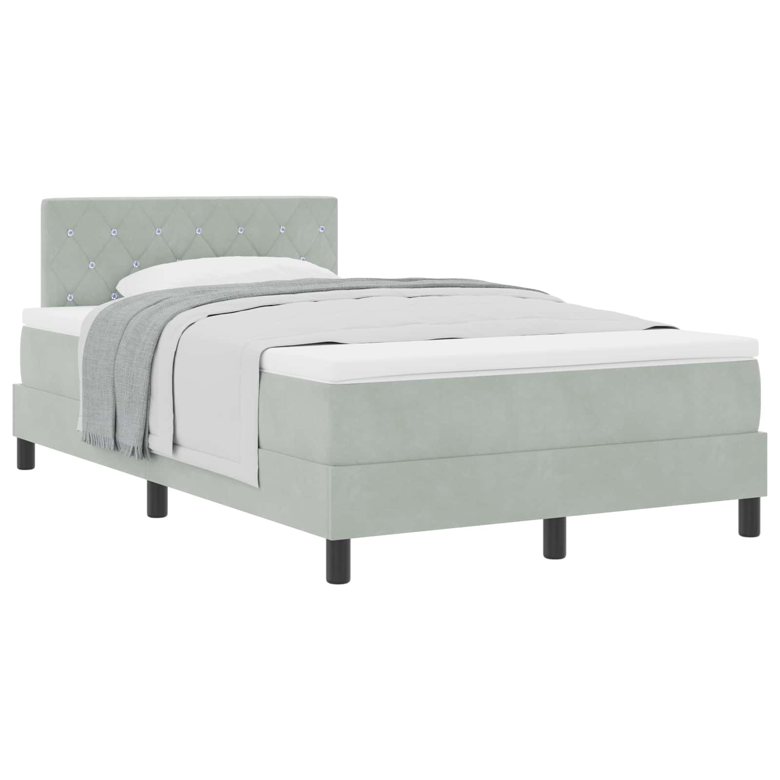 Boxspringbed met matras Lichtgrijs 120 x 200 cm Fluweel is nu te koop bij PeponiXL, paradijselijk wonen!