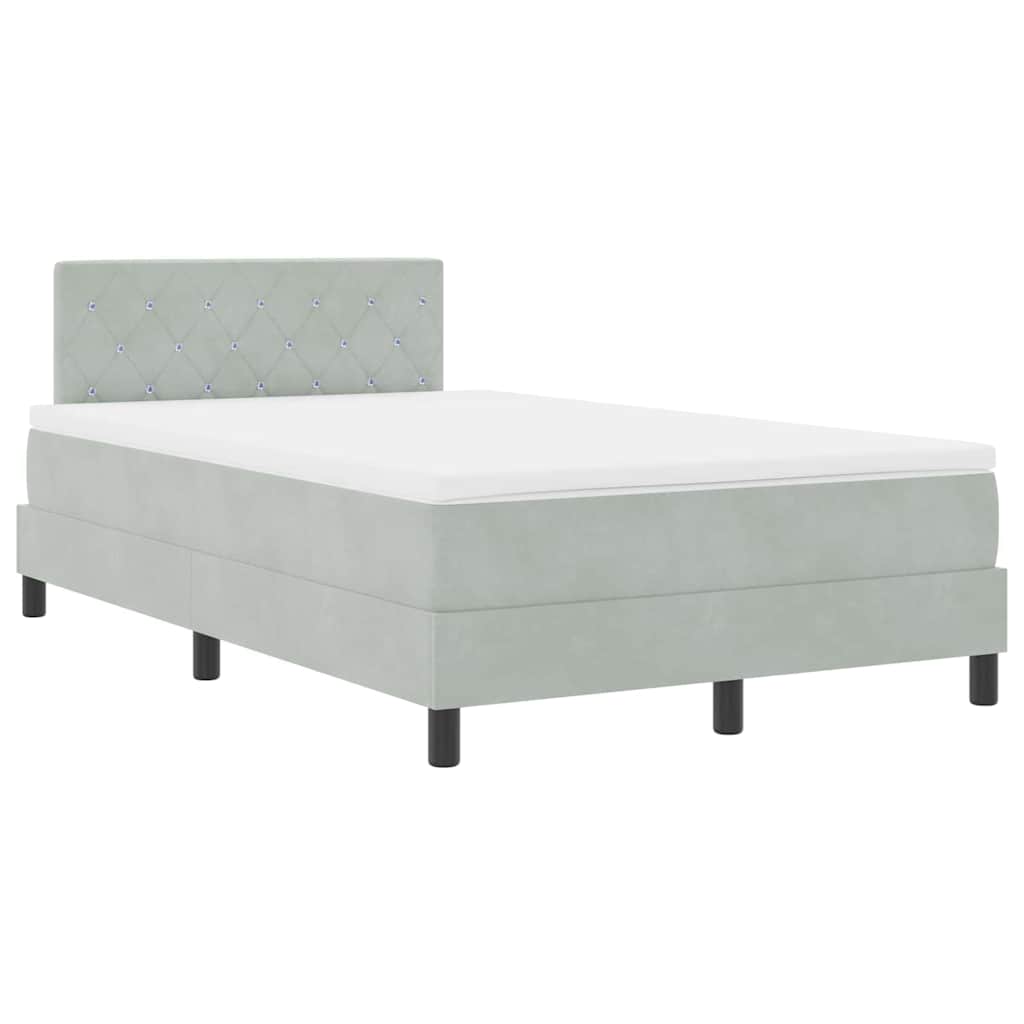 Boxspringbed met matras Lichtgrijs 120 x 200 cm Fluweel is nu te koop bij PeponiXL, paradijselijk wonen!