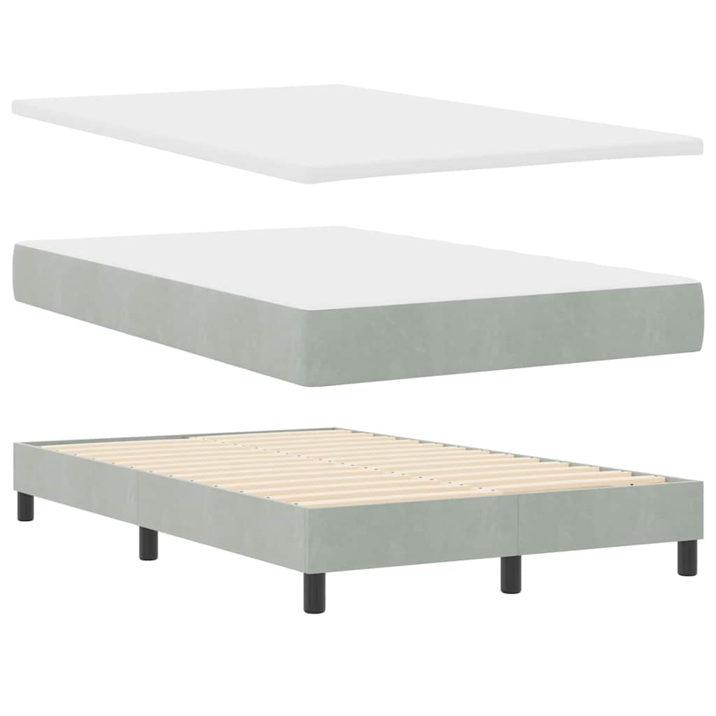 Boxspringbed met matras Lichtgrijs 120 x 200 cm Fluweel is nu te koop bij PeponiXL, paradijselijk wonen!