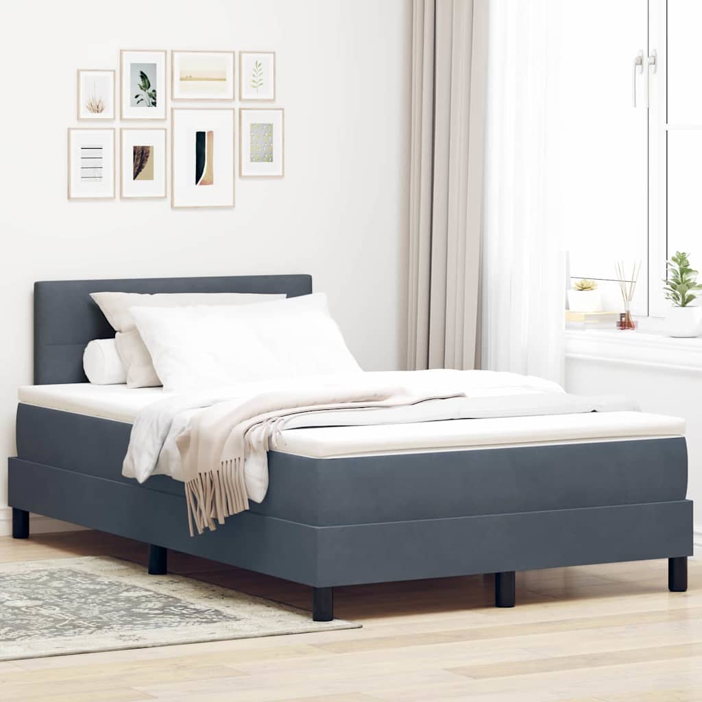 Boxspringbed met matras Donkergrijs 120 x 200 cm Fluweel is nu te koop bij PeponiXL, paradijselijk wonen!