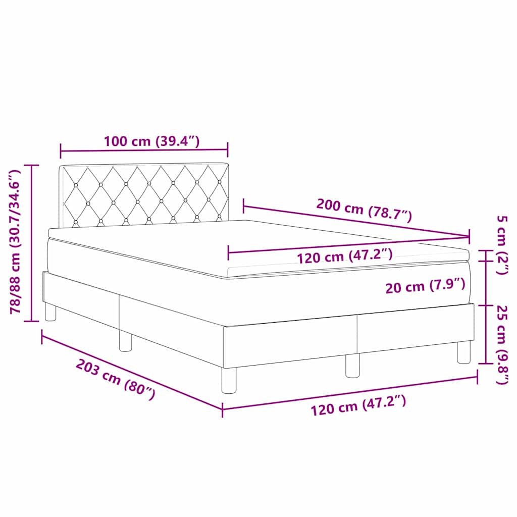 Boxspringbed met matras Zwart 120 x 200 cm Fluweel is nu te koop bij PeponiXL, paradijselijk wonen!