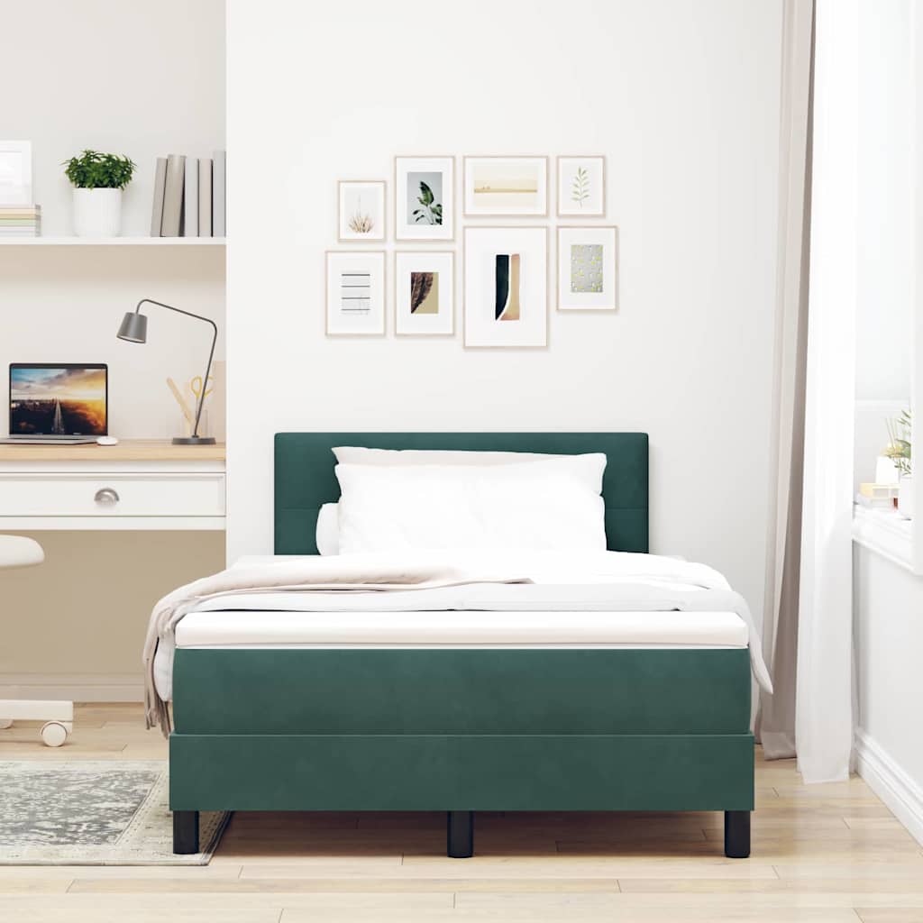 Boxspringbed met matras Donkergroen 120 x 200 cm Fluweel is nu te koop bij PeponiXL, paradijselijk wonen!
