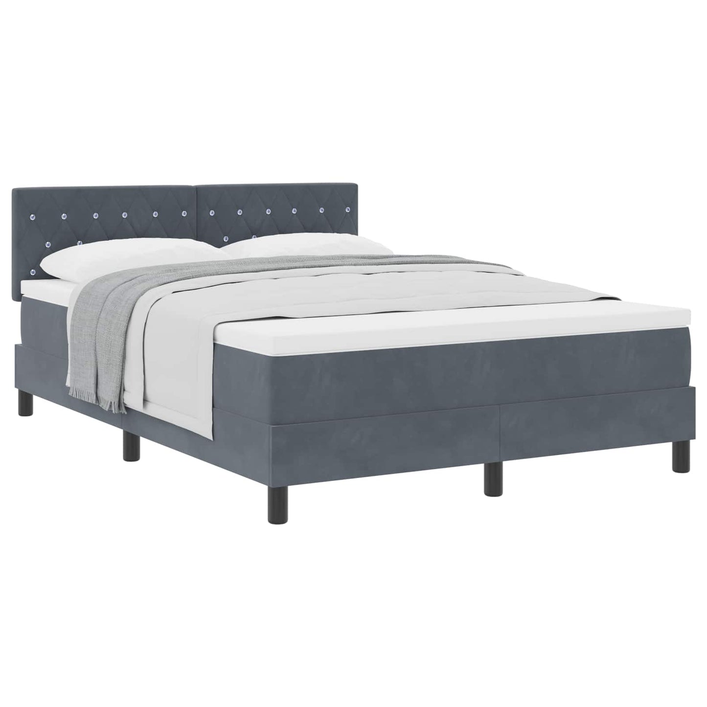 Boxspringbed met matras Donkergrijs 140 x 190 cm Fluweel is nu te koop bij PeponiXL, paradijselijk wonen!
