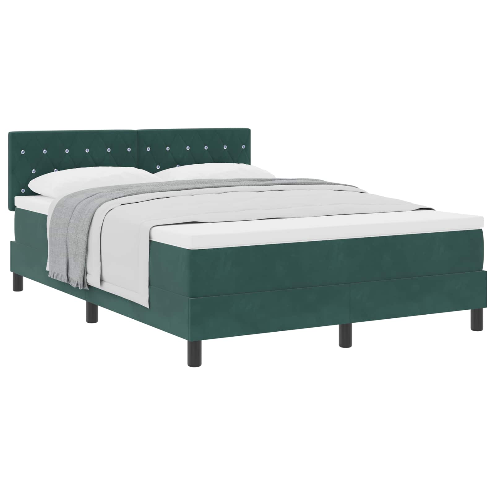 Boxspringbed met matras Donkergroen 140 x 190 cm Fluweel is nu te koop bij PeponiXL, paradijselijk wonen!