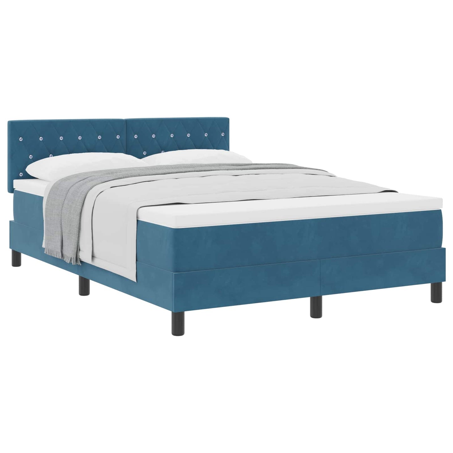 Boxspringbed met matras Donkerblauw 140 x 190 cm Fluweel is nu te koop bij PeponiXL, paradijselijk wonen!