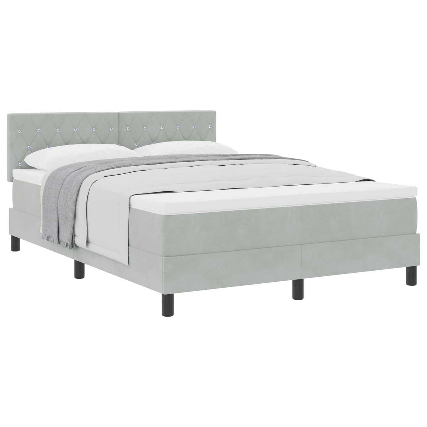 Boxspringbed met matras Lichtgrijs 140 x 200 cm Fluweel is nu te koop bij PeponiXL, paradijselijk wonen!