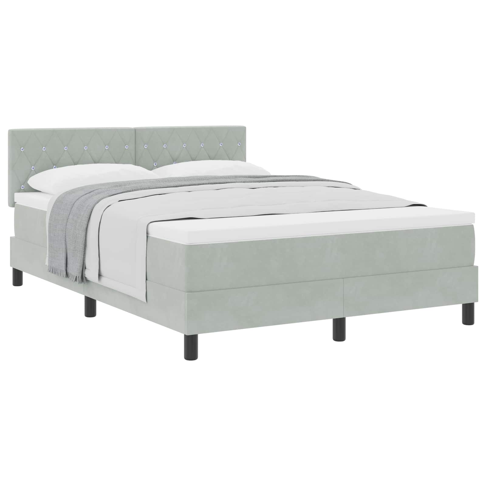 Boxspringbed met matras Lichtgrijs 140 x 200 cm Fluweel is nu te koop bij PeponiXL, paradijselijk wonen!