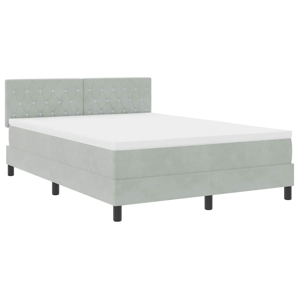 Boxspringbed met matras Lichtgrijs 140 x 200 cm Fluweel is nu te koop bij PeponiXL, paradijselijk wonen!