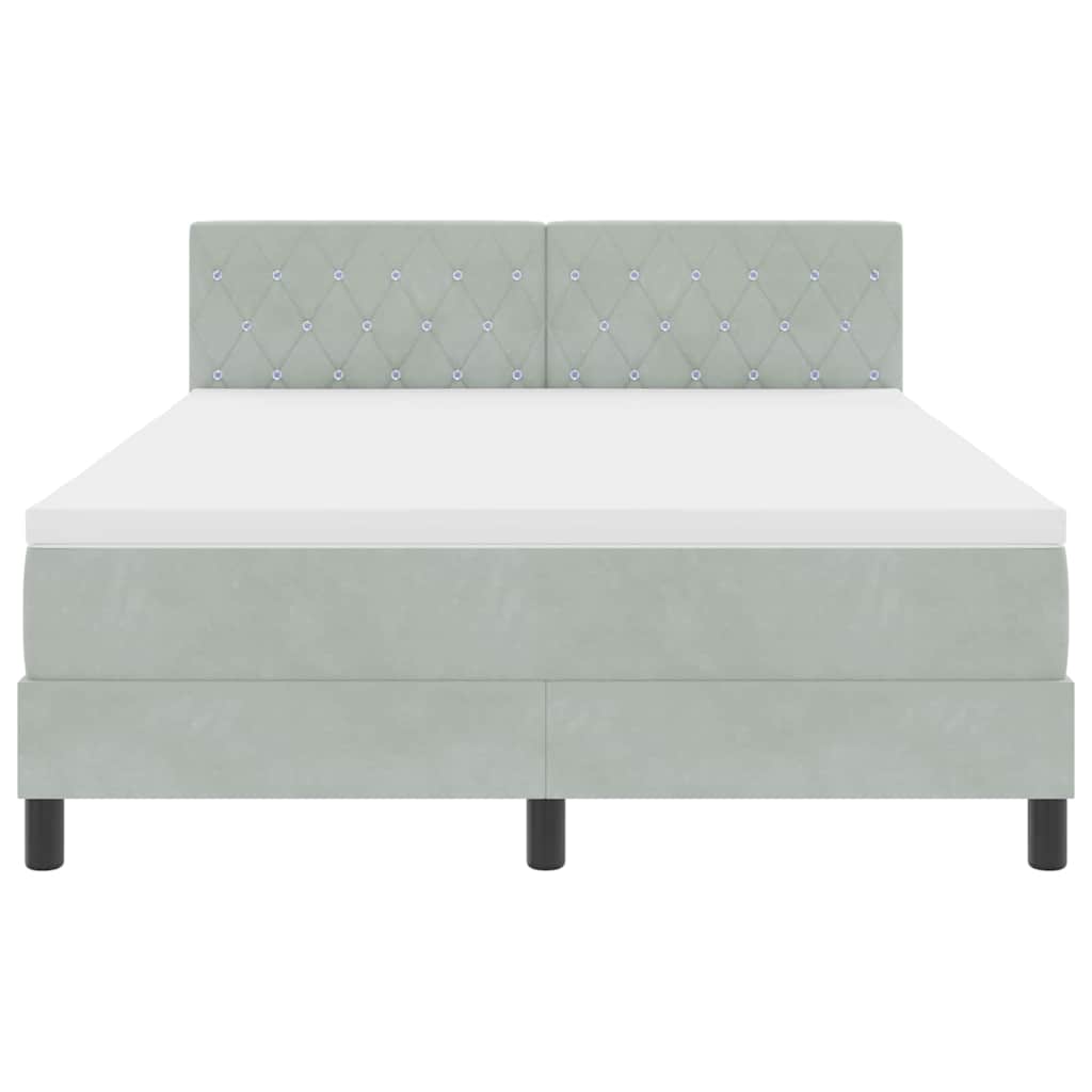 Boxspringbed met matras Lichtgrijs 140 x 200 cm Fluweel is nu te koop bij PeponiXL, paradijselijk wonen!