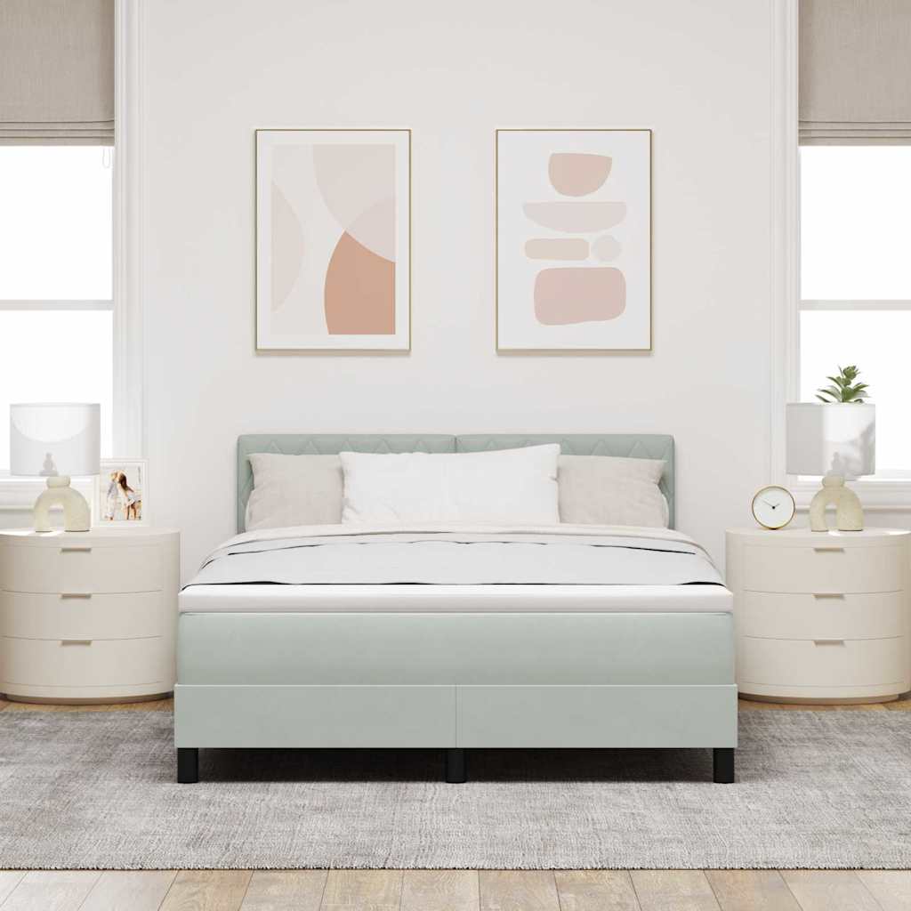 Boxspringbed met matras Lichtgrijs 160 x 200 cm Fluweel is nu te koop bij PeponiXL, paradijselijk wonen!