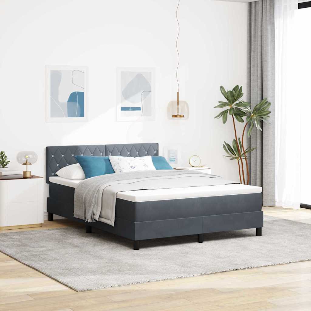 Boxspringbed met matras Donkergrijs 160 x 200 cm Fluweel is nu te koop bij PeponiXL, paradijselijk wonen!