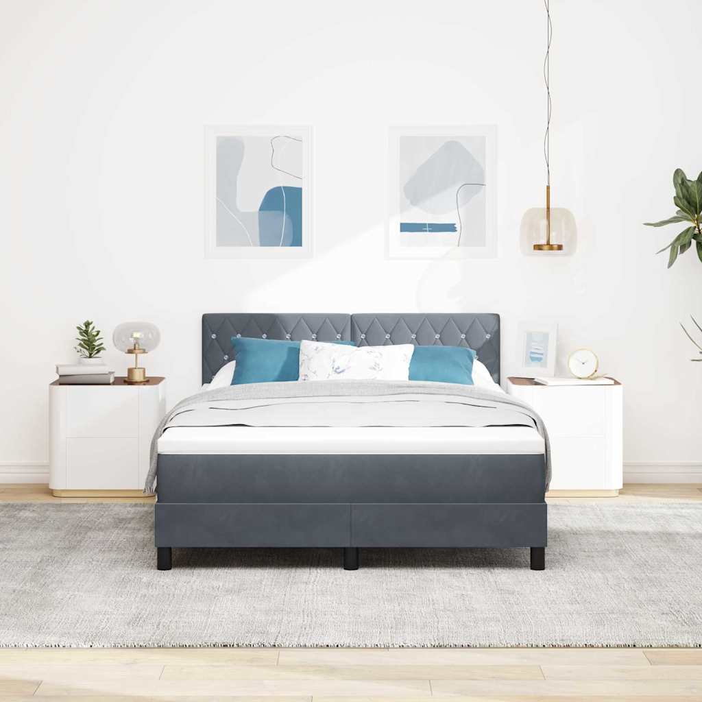 Boxspringbed met matras Donkergrijs 160 x 200 cm Fluweel is nu te koop bij PeponiXL, paradijselijk wonen!